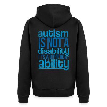 Autismus - Unisex Premium Bio Zip Hoodie - Schwarz - Hinten - Nico (187cm)