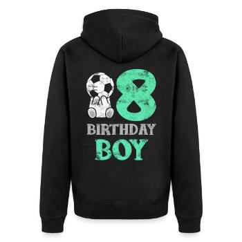 Fussball Sohn 8 Jahre Geburtstag 8 Junge Geschenk - Unisex Premium Bio Zip Hoodie - Schwarz - Hinten - Nico (187cm)