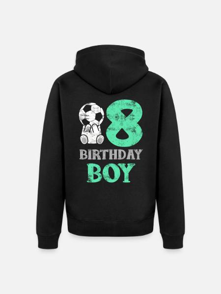 Voetbal zoon 8 jaar verjaardag 8 jongens cadeau - Uniseks Premium bio ziphoodie - zwart