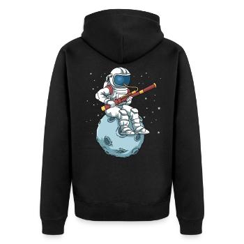 Fagott Shirt Astronaut Bassoon Big Band Fagott - Unisex Premium Bio Zip Hoodie - Schwarz - Hinten - Nico (187cm)