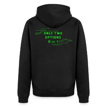 Informatik - Unisex Premium Bio Zip Hoodie - Schwarz - Hinten - Nico (187cm)