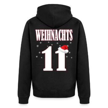 Weihnachten,Elf - Unisex Premium Bio Zip Hoodie - Schwarz - Hinten - Nico (187cm)