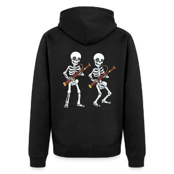 Fagott Tshirt Big Band Skelett Bassoon Fagott - Unisex Premium Bio Zip Hoodie - Schwarz - Hinten - Nico (187cm)