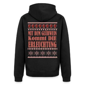 Glühwein,ugly Christmas,Geschenk - Unisex Premium Bio Zip Hoodie - Schwarz - Hinten - Nico (187cm)