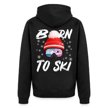 Born to ski - Unisex Premium Organic Zip Hoodie - black - Back - Nico (187cm)