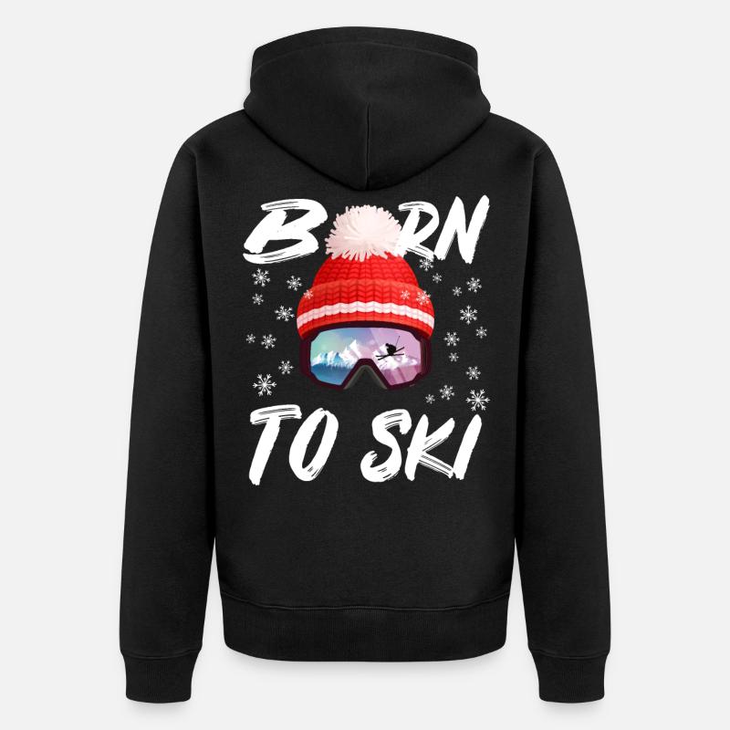 Né pour skier - Veste à capuche bio Premium Unisexe - noir