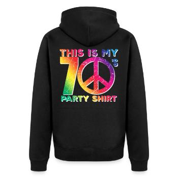 70s 70s Seventies Retro Hippie - Unisex Premium Organic Zip Hoodie - black - Back - Nico (187cm)