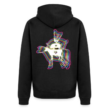 Vegan Veganer Veganerin Glitch - Unisex Premium Bio Zip Hoodie - Schwarz - Hinten - Nico (187cm)