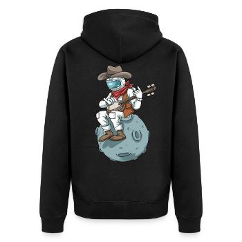 Banjo gift astronaut cowboy country music - Unisex Premium Organic Zip Hoodie - black - Back - Nico (187cm)