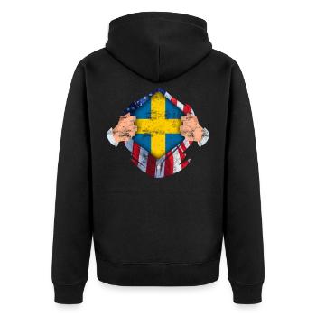 Suède USA pays d'origine armoiries drapeau fierté - Veste à capuche bio Premium Unisexe - noir - Dos - Nico (187cm)
