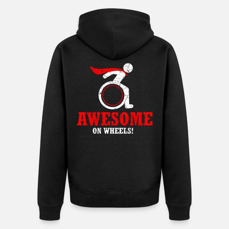 Rollstuhl Rollstuhlfahrer Behinderung Geschenk - Unisex Premium Bio Zip Hoodie - Schwarz