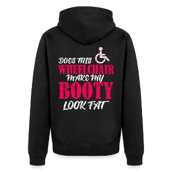 Lustiges Rollstuhl Rollstuhlfahrer Behinderung Ges - Unisex Premium Bio Zip Hoodie - Schwarz - Hinten - Nico (187cm)