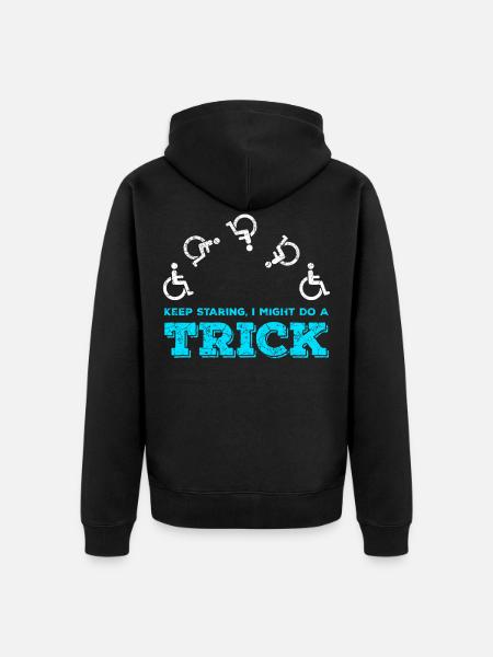Rollstuhl Rollstuhlfahrer Behinderung Geschenk - Unisex Premium Bio Zip Hoodie - Schwarz