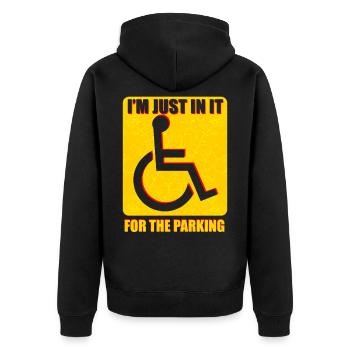 Cadeau pour personnes handicapées en fauteuil roulant - Veste à capuche bio Premium Unisexe - noir - Dos - Nico (187cm)