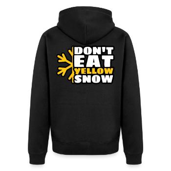 Dont Eat Yellow Snow Apres Ski Snowboarder Saying - Unisex Premium Organic Zip Hoodie - black - Back - Nico (187cm)