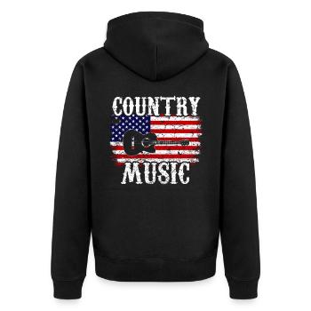 Country Musik Western Rodeo USA - Unisex Premium Bio Zip Hoodie - Schwarz - Hinten - Nico (187cm)
