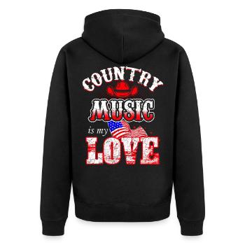 Country Musik Western Rodeo Cowboy USA - Unisex Premium Bio Zip Hoodie - Schwarz - Hinten - Nico (187cm)