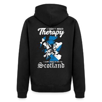 Scotland Lion Coat of Arms Retro Scottish Pride - Unisex Premium Organic Zip Hoodie - black - Back - Nico (187cm)