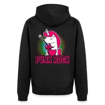 Musique punk licorne fille punk rock anarchie - Veste à capuche bio Premium Unisexe - noir - Dos - Nico (187cm)