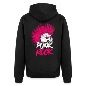 Punk music retro punk rock skull gift - Unisex Premium Organic Zip Hoodie - black - Back - Nico (187cm)