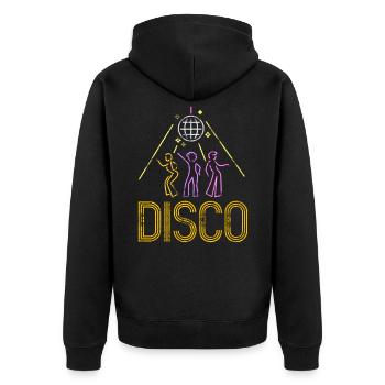Disco Queen Party Musik Club Tanzen 70er Retro - Unisex Premium Bio Zip Hoodie - Schwarz - Hinten - Nico (187cm)
