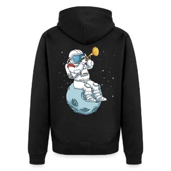 Trumpet shirt kids astronaut band jazz music - Unisex Premium Organic Zip Hoodie - black - Back - Nico (187cm)