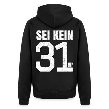 Bruder Rap Ehre 31er Verräter Paragraph Geschenk - Unisex Premium Bio Zip Hoodie - Schwarz - Hinten - Nico (187cm)