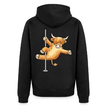 Vache Scottish Highland Cattle Highland Pole Dance - Veste à capuche bio Premium Unisexe - noir - Dos - Nico (187cm)