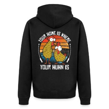 Poulet poulet coq agriculteur cadeau de poulailler - Veste à capuche bio Premium Unisexe - noir - Dos - Nico (187cm)