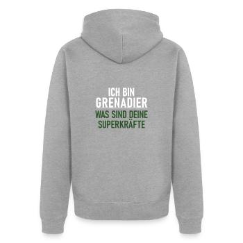 Grenadier - Unisex Premium Bio Zip Hoodie - Grau meliert - Hinten - Nico (187cm)