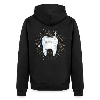 Zahn Zahnarzt Dental Hygiene Dentisten Halloween - Unisex Premium Bio Zip Hoodie - Schwarz - Hinten - Nico (187cm)
