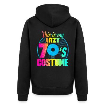 70er 1970er 70 Jahre Siebziger Musik Disco Kostüm - Unisex Premium Bio Zip Hoodie - Schwarz - Hinten - Nico (187cm)