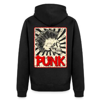 Punk Musik Anarchie Punkrock Band Konzert Geschenk - Unisex Premium Bio Zip Hoodie - Schwarz - Hinten - Nico (187cm)
