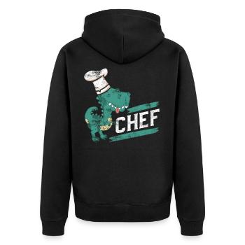 Dino Chef Cooking Kitchen Baking Gift - Unisex Premium Organic Zip Hoodie - black - Back - Nico (187cm)