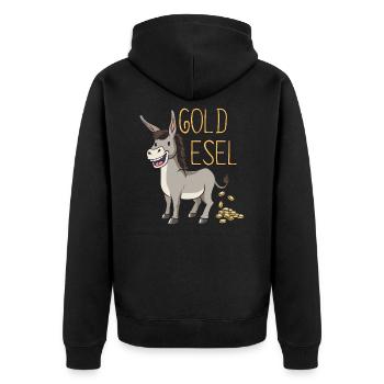 Esel Goldesel Maultier Muli Donkey Geschenk - Unisex Premium Bio Zip Hoodie - Schwarz - Hinten - Nico (187cm)