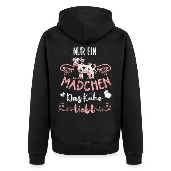Süsse Kuh Nur ein Mädchen das Kühe liebt Bauer - Unisex Premium Bio Zip Hoodie - Schwarz - Hinten - Nico (187cm)