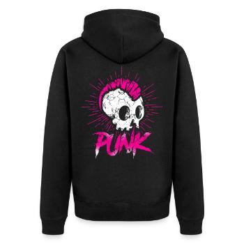 Punk Musik Einhorn Girl Punker Rock Anarchie - Unisex Premium Bio Zip Hoodie - Schwarz - Hinten - Nico (187cm)