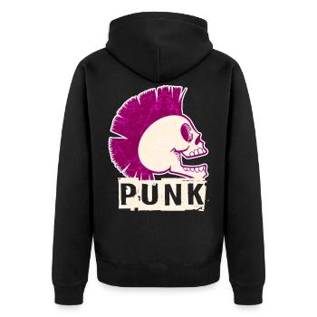 Punk Musik Einhorn Girl Punker Rock Anarchie - Unisex Premium Bio Zip Hoodie - Schwarz - Hinten - Nico (187cm)
