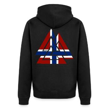 Norwegian flag with Valknut, symbol of Odin - Unisex Premium Organic Zip Hoodie - black - Back - Nico (187cm)