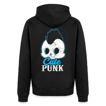 Punk Rock Musik Punkrocker Punks Punker Geschenk - Unisex Premium Bio Zip Hoodie - Schwarz - Hinten - Nico (187cm)