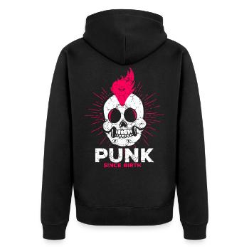 Punk Rock Musik Punkrocker Punks Punker Geschenk - Unisex Premium Bio Zip Hoodie - Schwarz - Hinten - Nico (187cm)