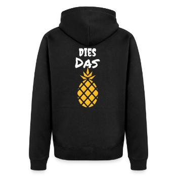 Dies das ananas - Unisex Premium Bio Zip Hoodie - Schwarz - Hinten - Nico (187cm)