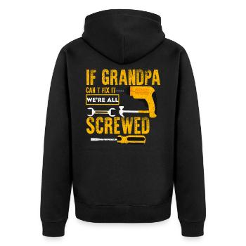 If grandpa can't fix it! - Unisex Premium Organic Zip Hoodie - black - Back - Nico (187cm)