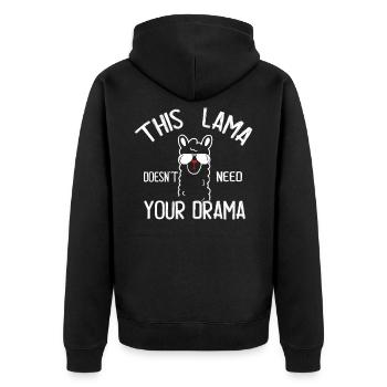 Your lama doesn't need this lama! - Unisex Premium Organic Zip Hoodie - black - Back - Nico (187cm)