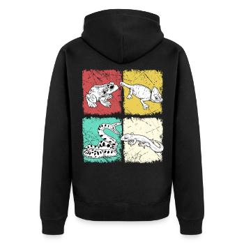 Herpetology shirt snake retro reptiles - Unisex Premium Organic Zip Hoodie - black - Back - Nico (187cm)