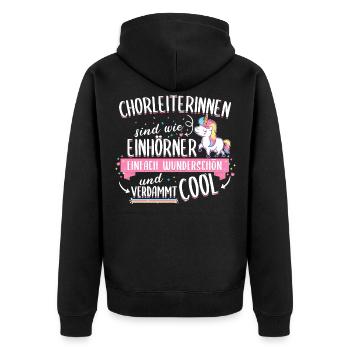 Chorleiter Chorleiterin Chor Einhorn Spruch - Unisex Premium Bio Zip Hoodie - Schwarz - Hinten - Nico (187cm)