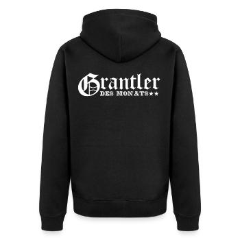 Granteln Grantler Bayern Spruch Schimpfen bayrisch - Unisex Premium Bio Zip Hoodie - Schwarz - Hinten - Nico (187cm)