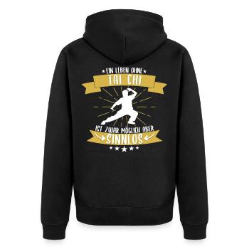 Taichi Taiji Tai Chi Kampfsport Sport Spruch Kampf - Unisex Premium Bio Zip Hoodie - Schwarz - Hinten - Nico (187cm)