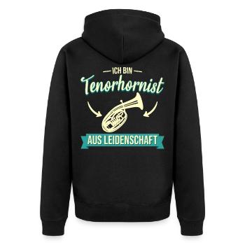 Tenorhorn Blasinstrument Tenorhornist Spruch - Unisex Premium Bio Zip Hoodie - Schwarz - Hinten - Nico (187cm)