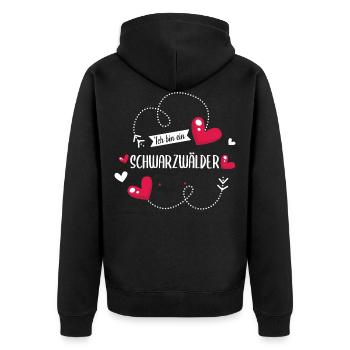 Schwarzwald Schwarzwälder Heimat Spruch - Unisex Premium Bio Zip Hoodie - Schwarz - Hinten - Nico (187cm)